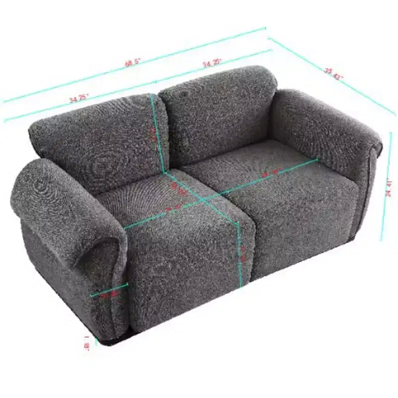 Canapé d'angle GDFStudio Tryn Modern 69 places en bois et fer, rembourré en chenille, avec dossier divisé