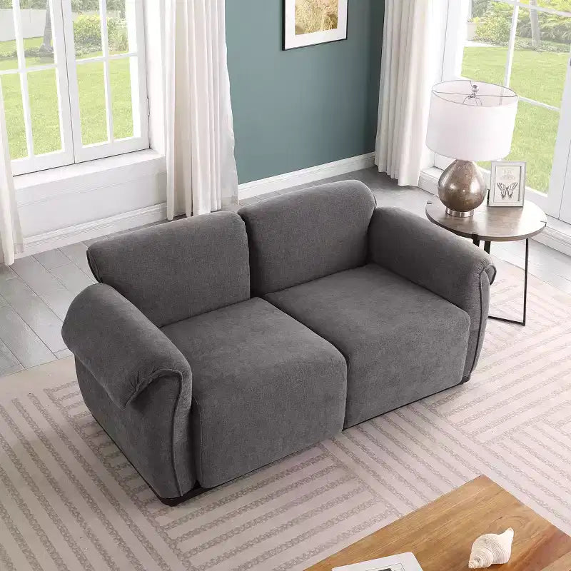 Canapé d'angle GDFStudio Tryn Modern 69 places en bois et fer, rembourré en chenille, avec dossier divisé