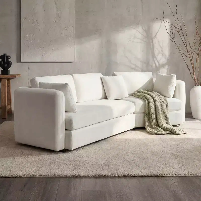 Christopher Knight Home Landon Canapé modulable moderne incurvé 3 places en tissu de 295 cm avec coussins mobiles et 2 oreillers