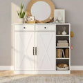 Modern Farmhouse Entryway Storage Cabinet, 6 Adjustable Shelves, 2 Drawers, for Hallway, Living Room