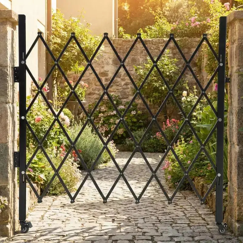 Barrière de sécurité pliable avec roues universelles, clôture extensible Barrière de barrage roulante à 360°, cour, jardin, garage