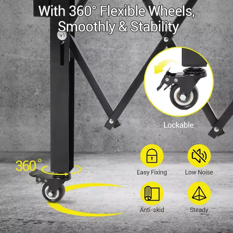 Barrière de sécurité pliable avec roues universelles, clôture extensible Barrière de barrage roulante à 360°, cour, jardin, garage