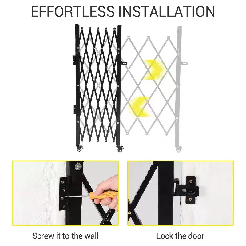 Barrière de sécurité pliable avec roues universelles, clôture extensible Barrière de barrage roulante à 360°, cour, jardin, garage