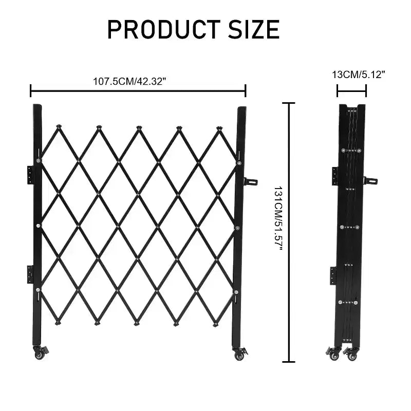 Barrière de sécurité pliable avec roues universelles, clôture extensible Barrière de barrage roulante à 360°, cour, jardin, garage