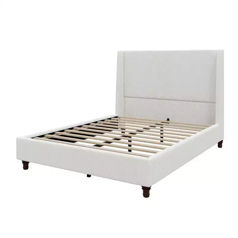 Lit plateforme Christopher Knight Home Johnny moderne en tissu bouclé avec tête de lit à oreilles