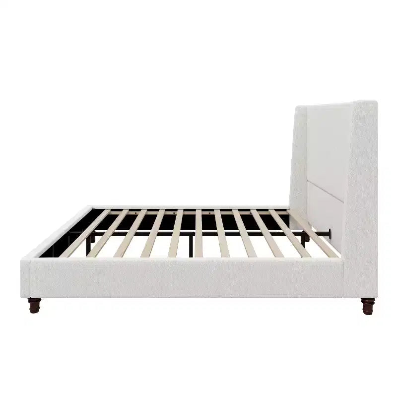 Lit plateforme Christopher Knight Home Johnny moderne en tissu bouclé avec tête de lit à oreilles