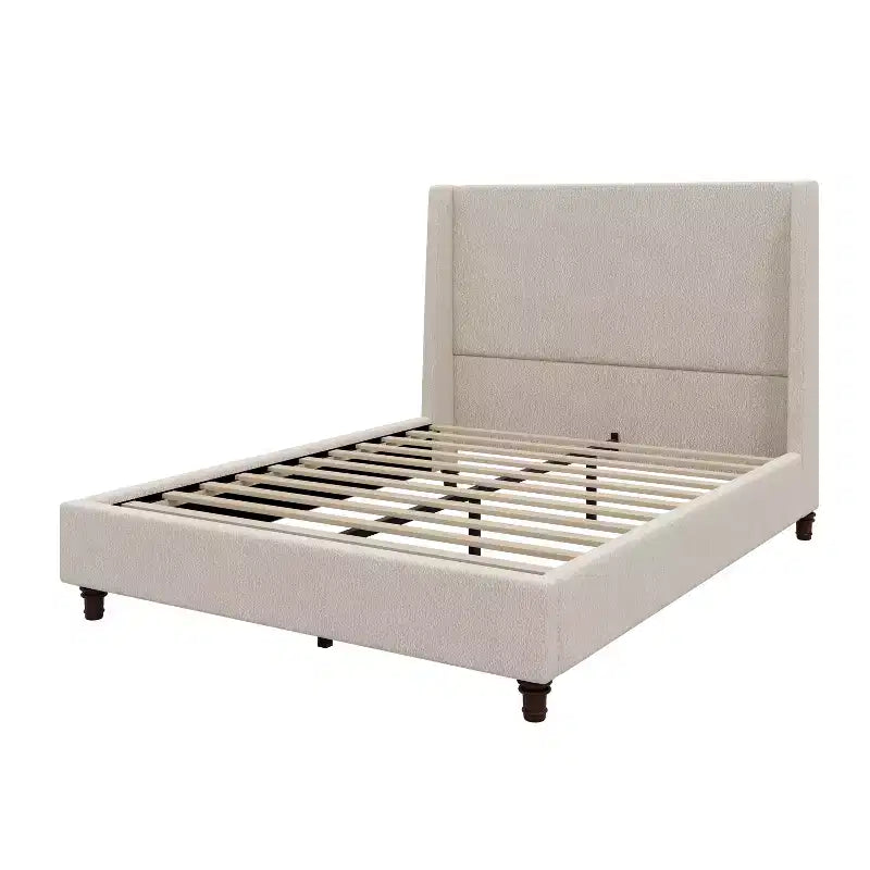 Lit plateforme Christopher Knight Home Johnny moderne en tissu bouclé avec tête de lit à oreilles