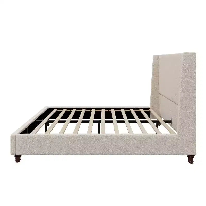 Lit plateforme Christopher Knight Home Johnny moderne en tissu bouclé avec tête de lit à oreilles