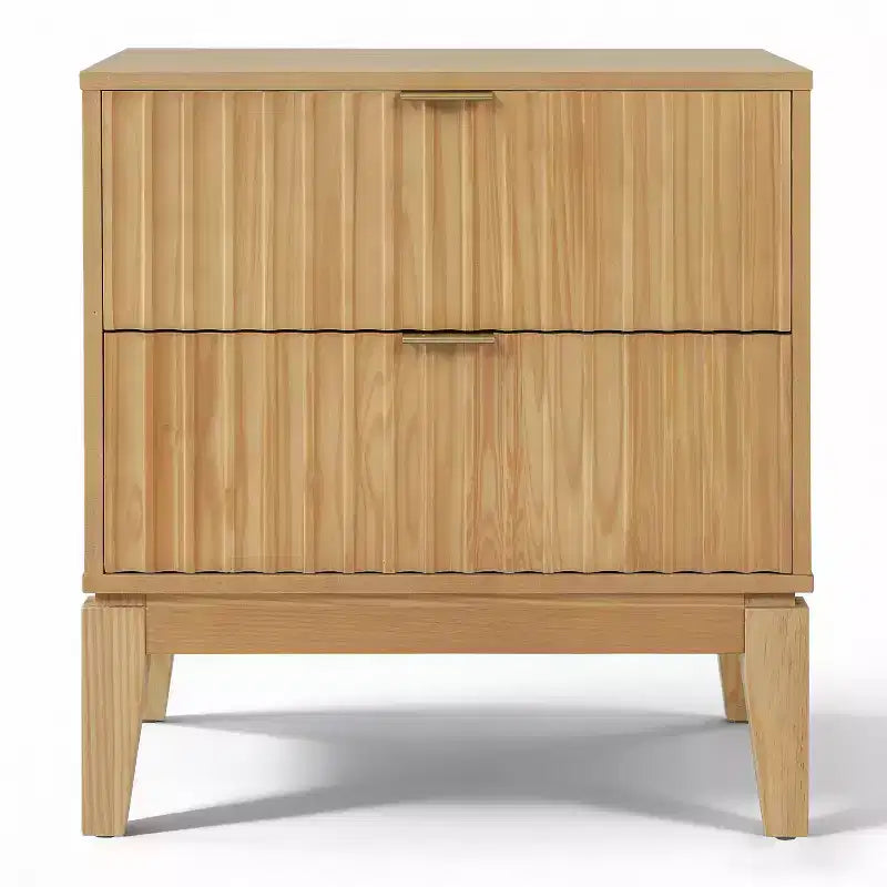 Table de chevet moderne en bois cannelé Christopher Knight Home avec 2 tiroirs