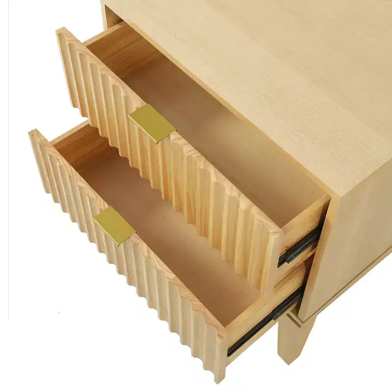 Table de chevet moderne en bois cannelé Christopher Knight Home avec 2 tiroirs