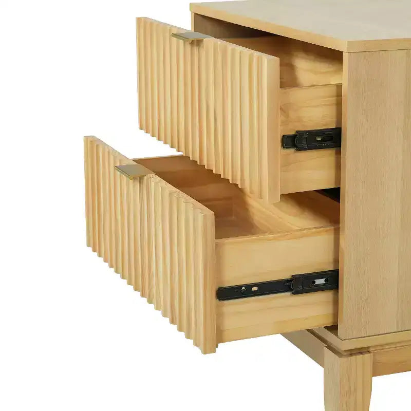 Table de chevet moderne en bois cannelé Christopher Knight Home avec 2 tiroirs