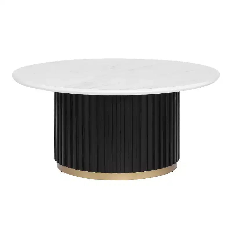 Table basse ronde Christopher Knight Home Mustafa en bois et fer avec piètement cannelé