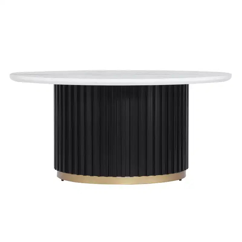 Table basse ronde Christopher Knight Home Mustafa en bois et fer avec piètement cannelé