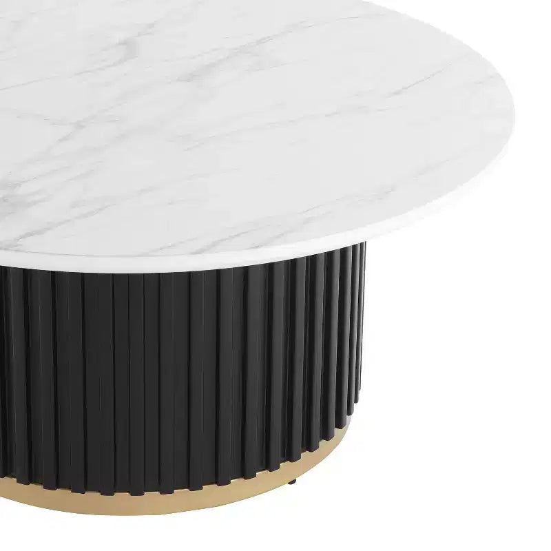 Table basse ronde Christopher Knight Home Mustafa en bois et fer avec piètement cannelé