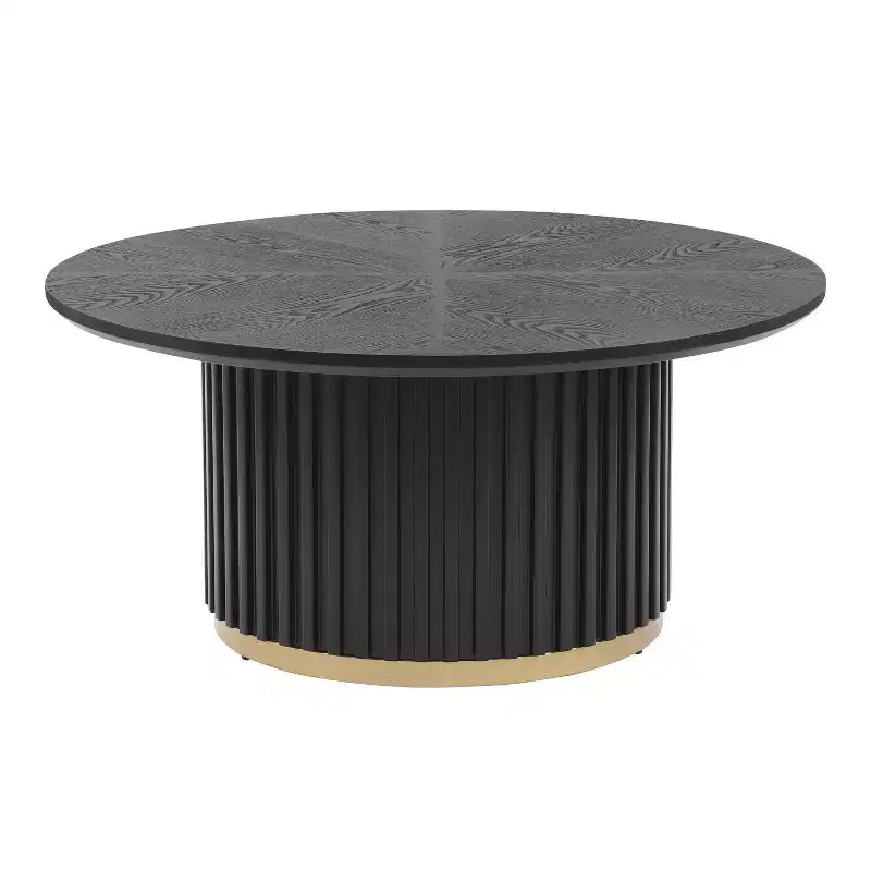 Table basse ronde Christopher Knight Home Mustafa en bois et fer avec piètement cannelé