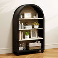 GDFStudio Sade Modern 28 Wood and Metal Arched 4-Tier Storage Cabinet with Carved Edges
