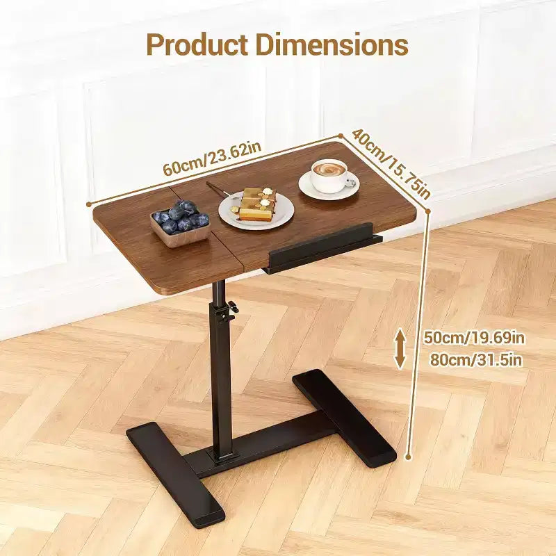 Table de chevet réglable en hauteur avec roulettes, plateau divisé, table de chevet inclinable, support mobile pour ordinateur portable, ordinateur, bureau debout, chariot avec rangement pour l'hôpital