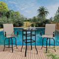 Counter Height Garden Bar Stools Set of 2, 360 Swivel Outdoor Patio Chairs with Armrests & High Back, Breathable Textilene Mesh Bar Seating for Deck