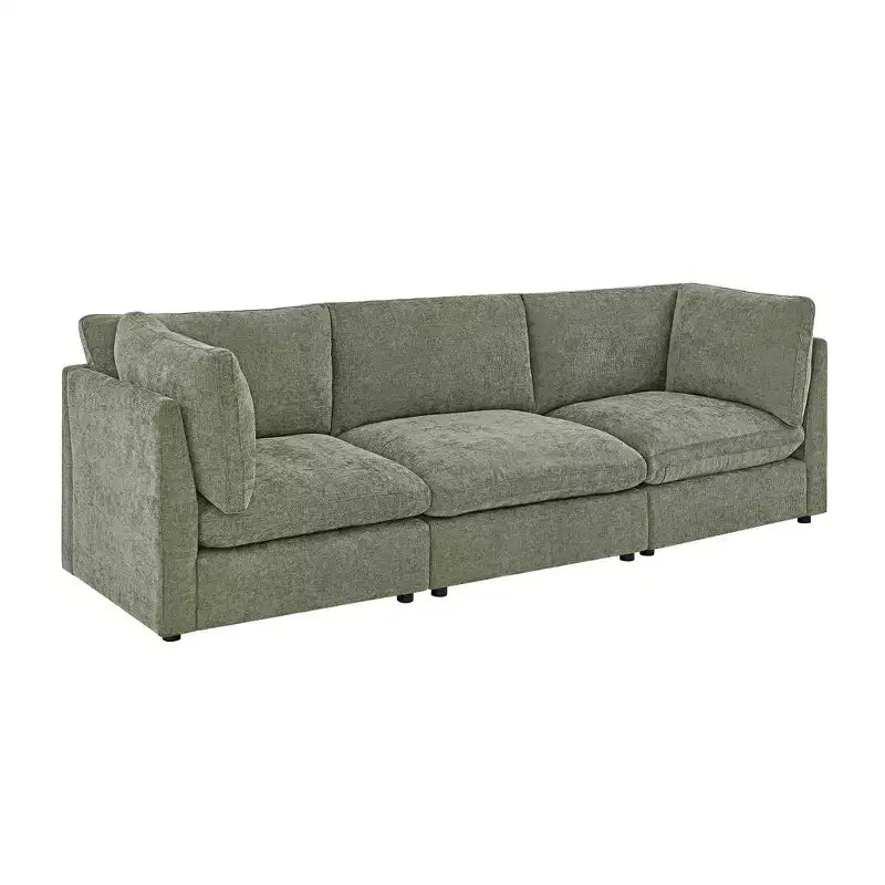 Canapé modulable Morden Fort 356 cm avec pouf de rangement, canapé en U avec assise profonde de 56 cm, canapé d'angle moderne en chenille pour salon
