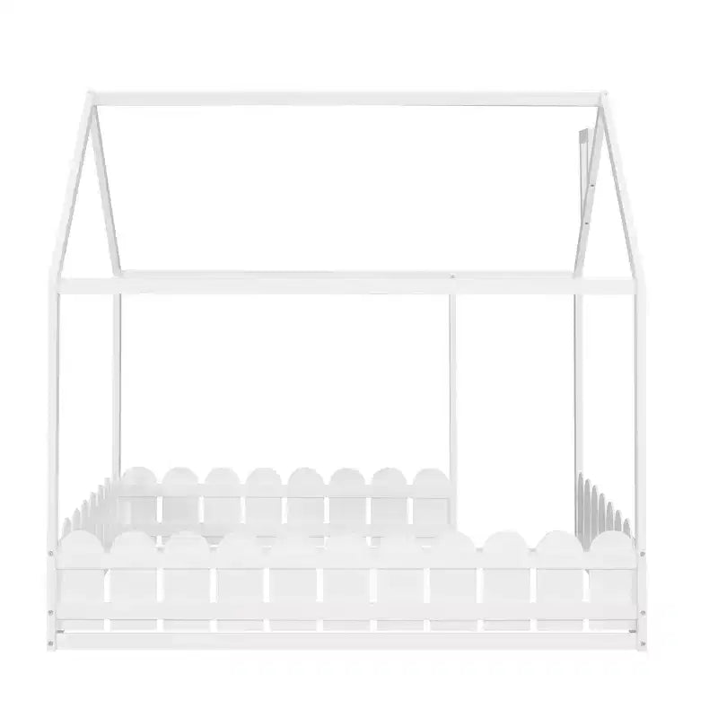 Lit en bois Luxystar avec clôture pour enfants et adolescents, Blanc