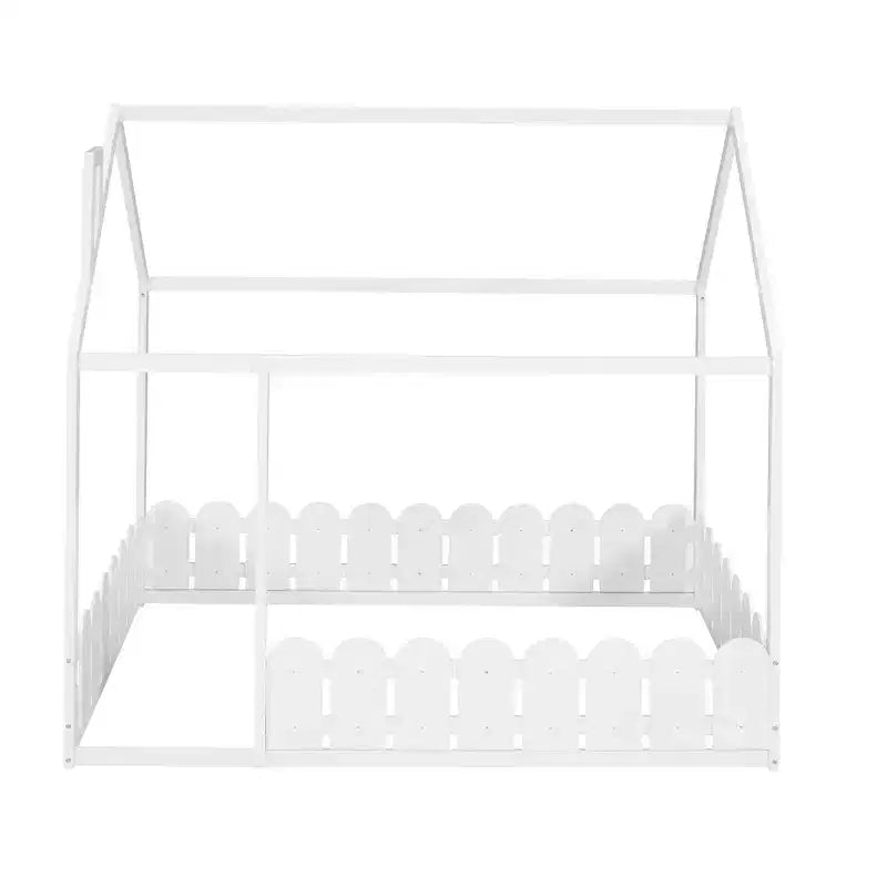 Lit en bois Luxystar avec clôture pour enfants et adolescents, Blanc