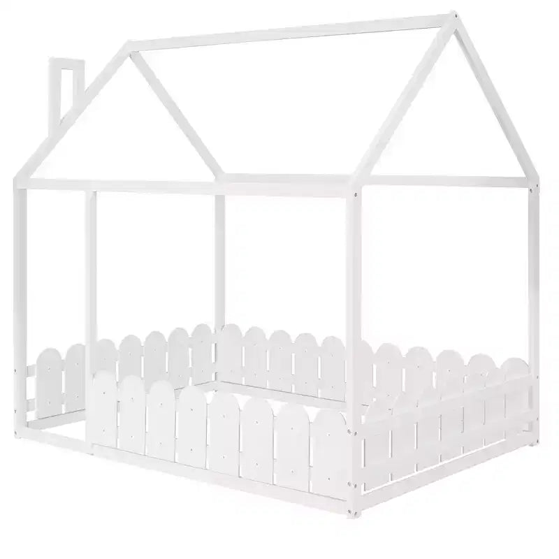 Lit en bois Luxystar avec clôture pour enfants et adolescents, Blanc
