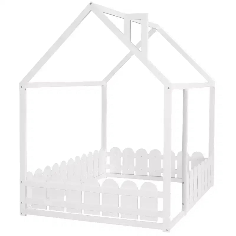 Lit en bois Luxystar avec clôture pour enfants et adolescents, Blanc