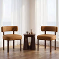 Ora Maison Faux Leather Dining Chairs with Curved Back and Solid Wood Frame, Ergonomic Armless Chairs for Living Room, Dining Room