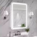 FAMYYT 20 in. W x 28 in. H Rectangular Iron Medicine Cabinet with Mirror, Dimmable LED Light, Anti-Fog and Outlets - Fully Assemble