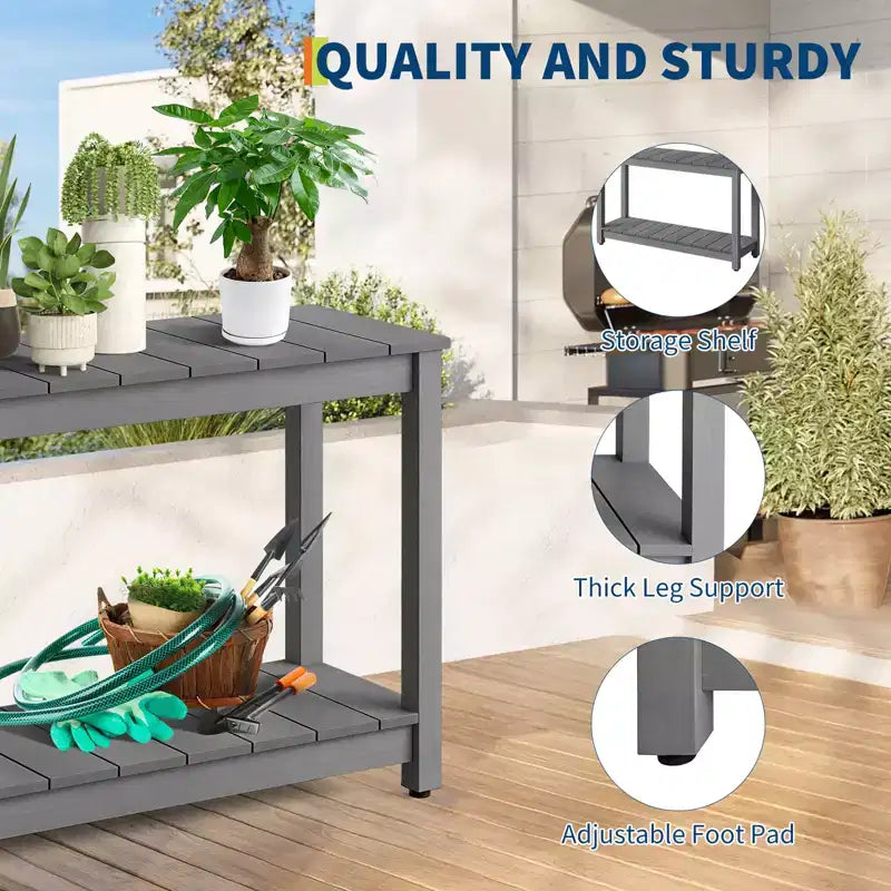 Table d'appoint de patio en bois durable toutes saisons, table d'appoint classique d'extérieur pour jardin, pelouse et véranda, compacte et stable