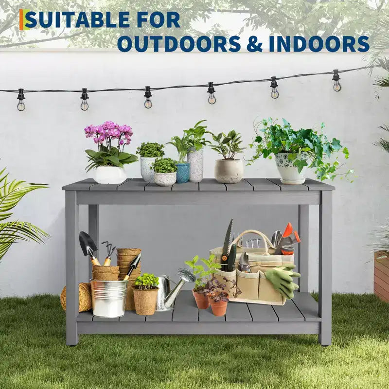 Table d'appoint de patio en bois durable toutes saisons, table d'appoint classique d'extérieur pour jardin, pelouse et véranda, compacte et stable