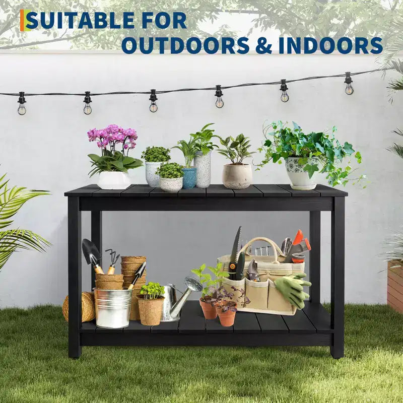 Table d'appoint de patio en bois durable toutes saisons, table d'appoint classique d'extérieur pour jardin, pelouse et véranda, compacte et stable