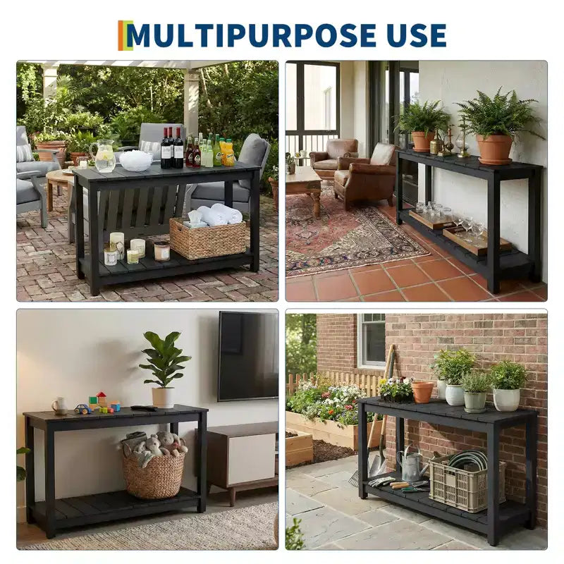 Table d'appoint de patio en bois durable toutes saisons, table d'appoint classique d'extérieur pour jardin, pelouse et véranda, compacte et stable