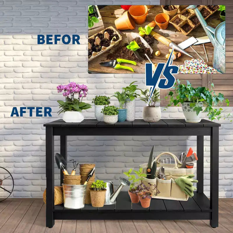 Table d'appoint de patio en bois durable toutes saisons, table d'appoint classique d'extérieur pour jardin, pelouse et véranda, compacte et stable