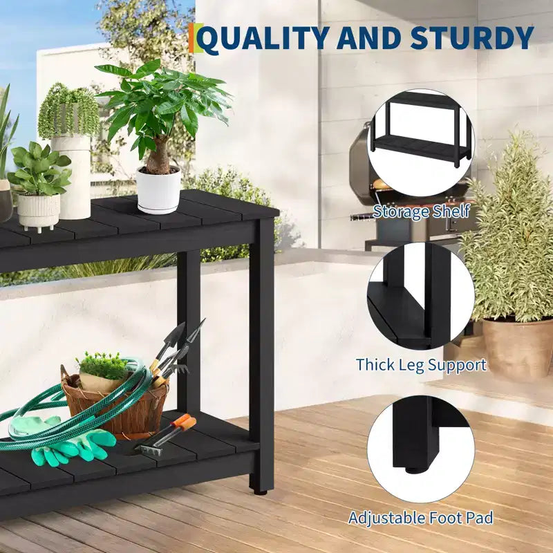 Table d'appoint de patio en bois durable toutes saisons, table d'appoint classique d'extérieur pour jardin, pelouse et véranda, compacte et stable