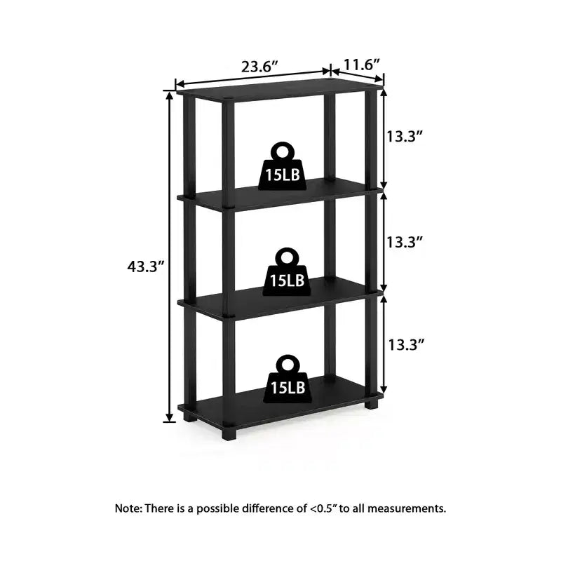 Étagère de rangement polyvalente HOMLUX à 4 niveaux, bibliothèque ouverte avec cadre durable pour la maison