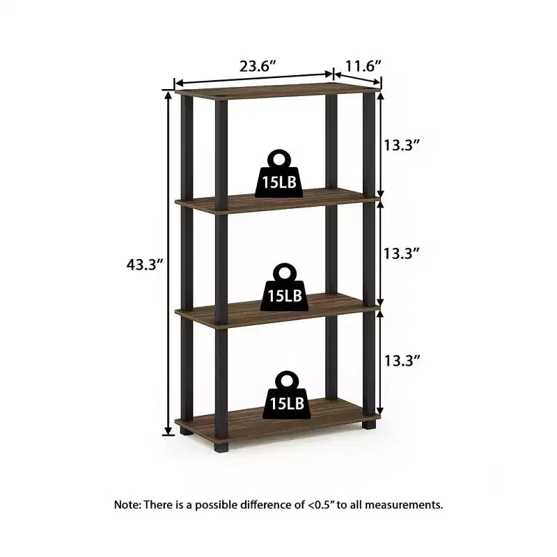 Étagère de rangement polyvalente HOMLUX à 4 niveaux, bibliothèque ouverte avec cadre durable pour la maison