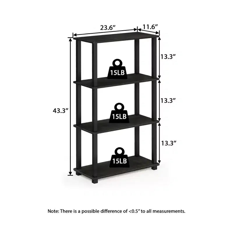 Étagère de rangement polyvalente HOMLUX à 4 niveaux, bibliothèque ouverte avec cadre durable pour la maison