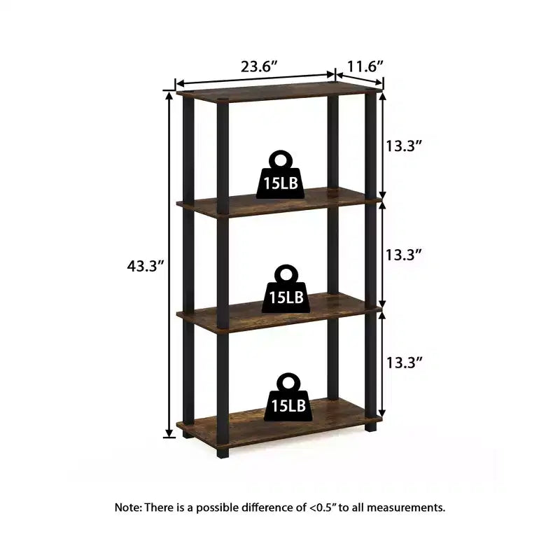 Étagère de rangement polyvalente HOMLUX à 4 niveaux, bibliothèque ouverte avec cadre durable pour la maison
