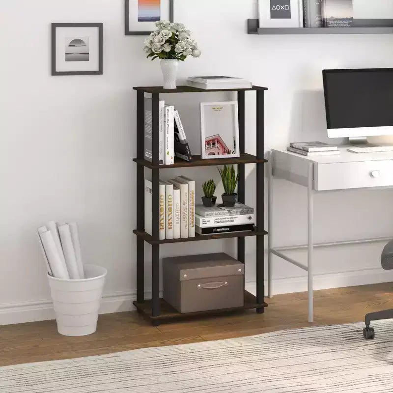 HOMLUX 4-Tier Multipurpose Storage Shelf, Open Bookcase with Durable Frame for Home