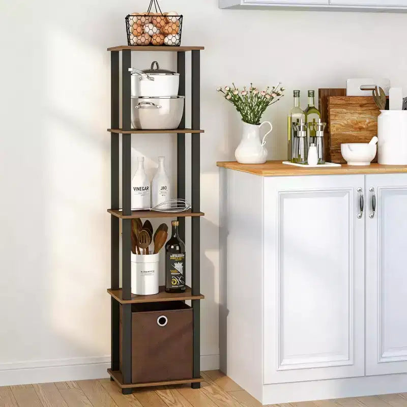 Étagère de rangement polyvalente à 5 niveaux HOMLUX avec bac en tissu, organisation à plusieurs niveaux