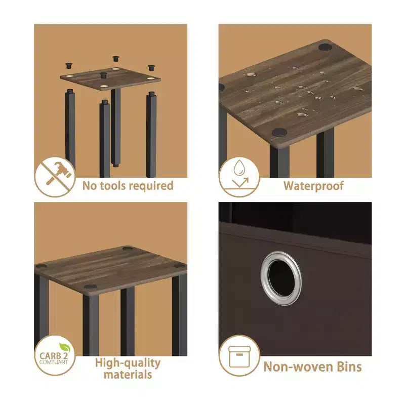 Étagère de rangement polyvalente à 5 niveaux HOMLUX avec bac en tissu, organisation à plusieurs niveaux