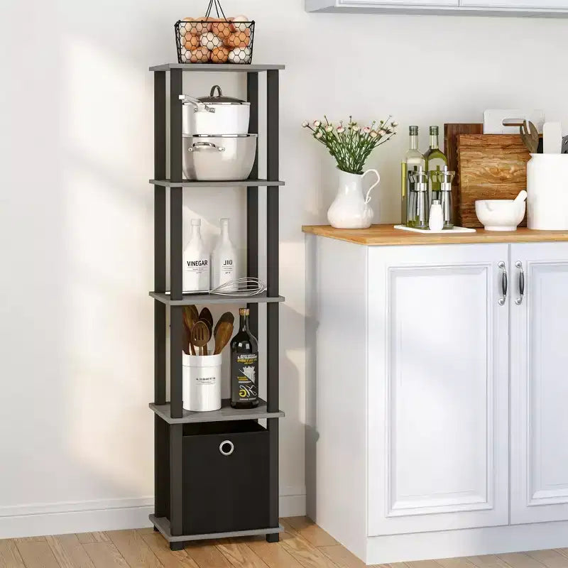 Étagère de rangement polyvalente à 5 niveaux HOMLUX avec bac en tissu, organisation à plusieurs niveaux