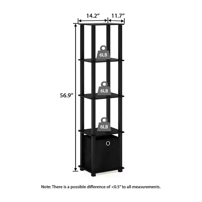 Étagère de rangement polyvalente à 5 niveaux HOMLUX avec bac en tissu, organisation à plusieurs niveaux