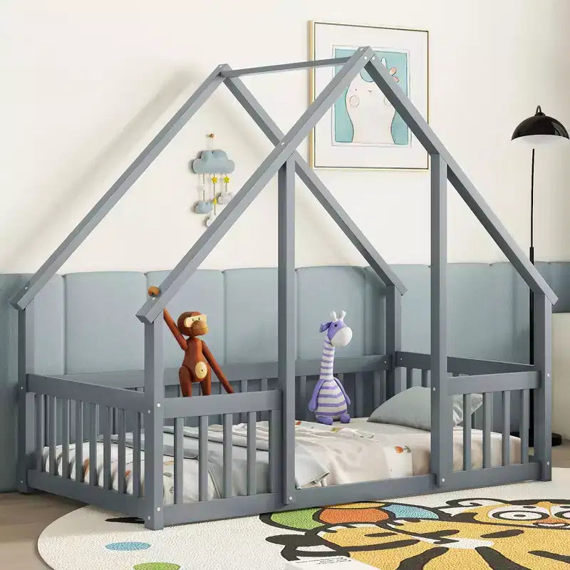 MAYEERTY Cadre de lit Queen Size, pas besoin de sommier, en bois de pin massif, design silencieux