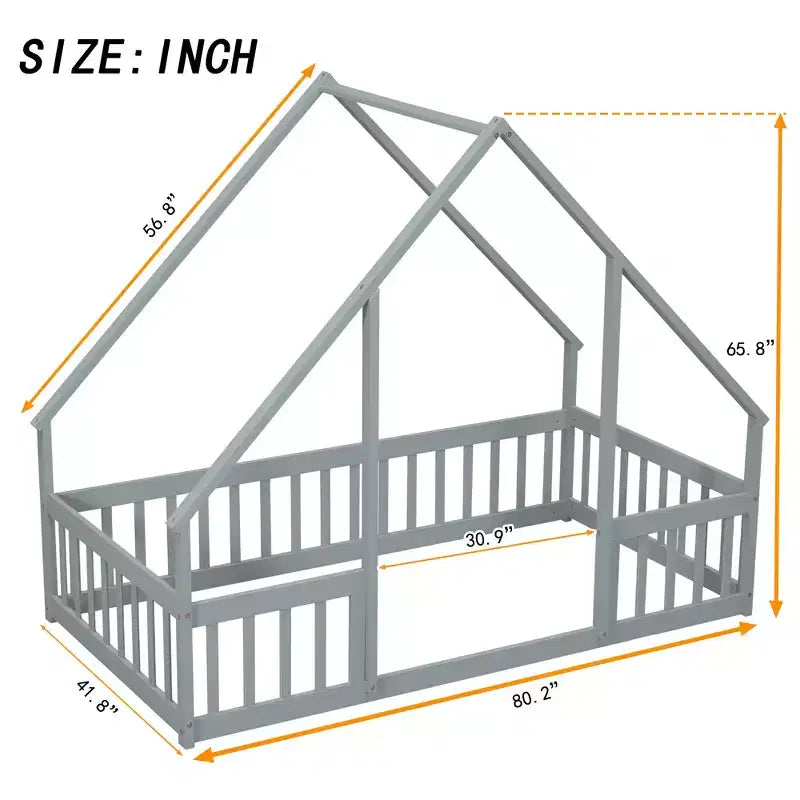 MAYEERTY Cadre de lit Queen Size, pas besoin de sommier, en bois de pin massif, design silencieux