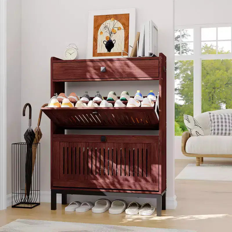 Meuble à chaussures moderne en bois, étagère réglable, design moderne autoportant, pour couloir, salon