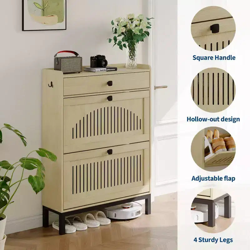 Meuble à chaussures moderne en bois, étagère réglable, design moderne autoportant, pour couloir, salon