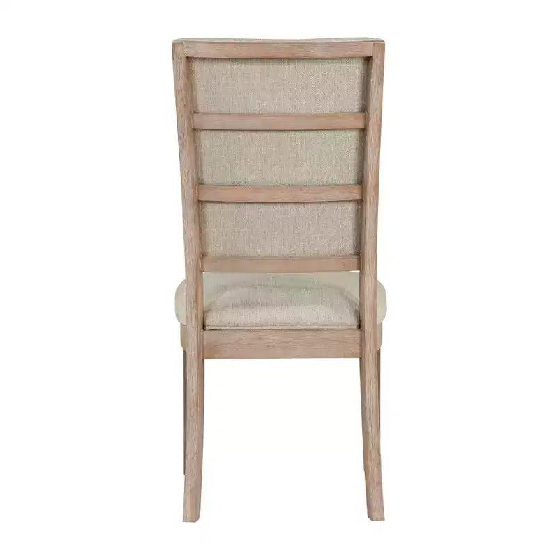 Chaise de salle à manger capitonnée en bois rustique traditionnel GDFStudio Everett avec dossier à barreaux (Lot de 2)