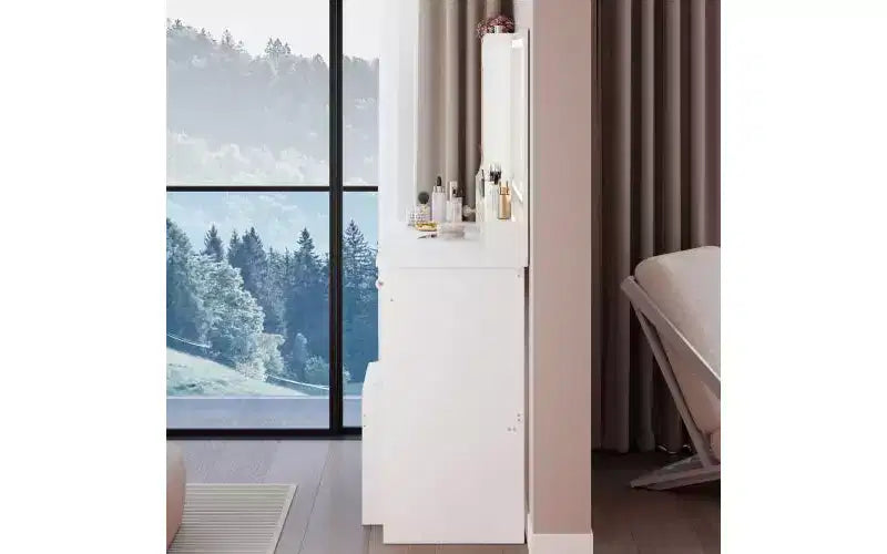 Coiffeuse de 104 cm avec Miroir LED Tactile, Rangement Organisé et Tabouret Assorti pour Chambre à Coucher